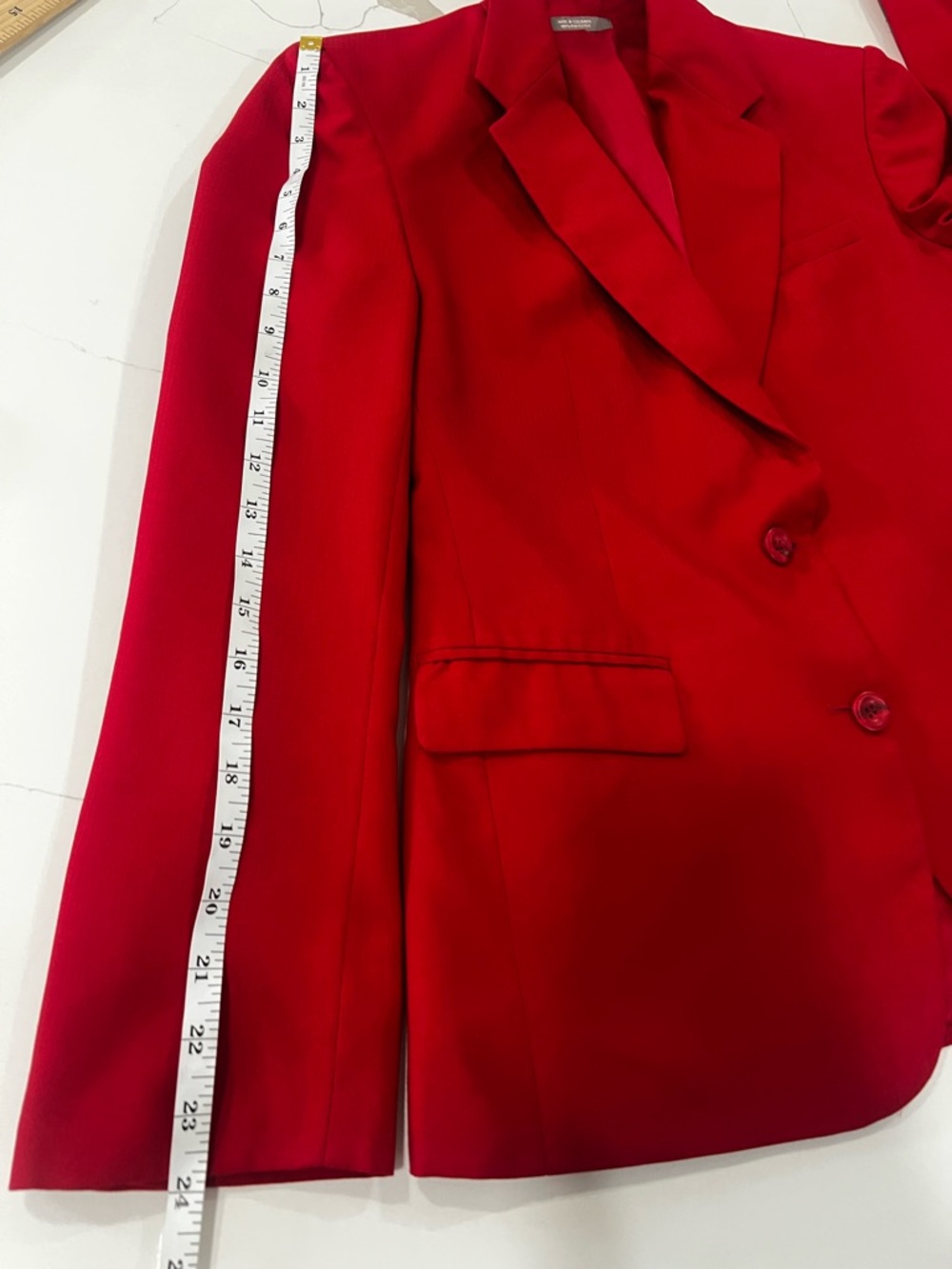 Linden Grey Tomato Red Tailored Blazer Women M Structured Chic - Picture 10 of 16